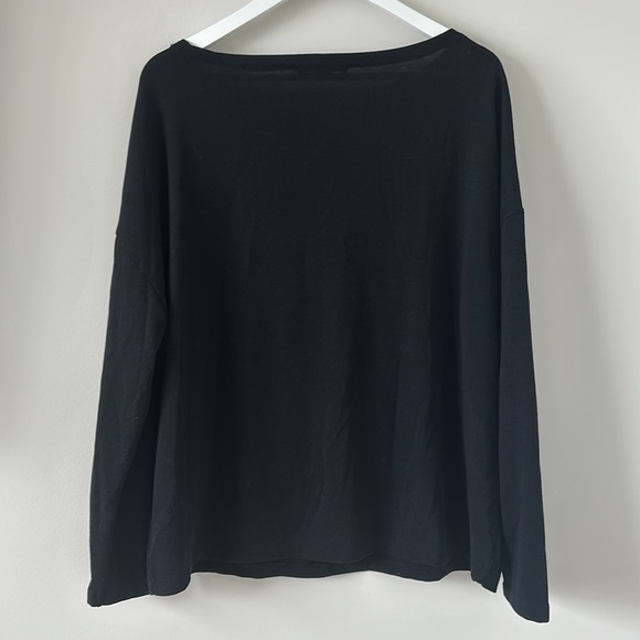 ALLSAINTS Rita Oversized Tee Black Boat Neck Long Sleeve Slouchy Relaxed Tshirt - Picture 12 of 15